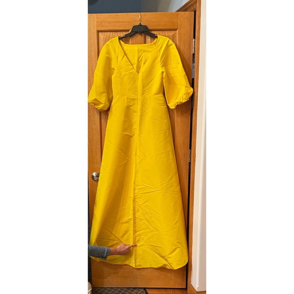 CAROLINA HERRERA Draped Silk Maxi Dress in yellow **see pics for details** - Picture 6 of 12